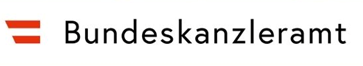 Logo Bundeskanzleramt mit Österreichfahne und Schriftzug 'Bunderkanzleramt'
